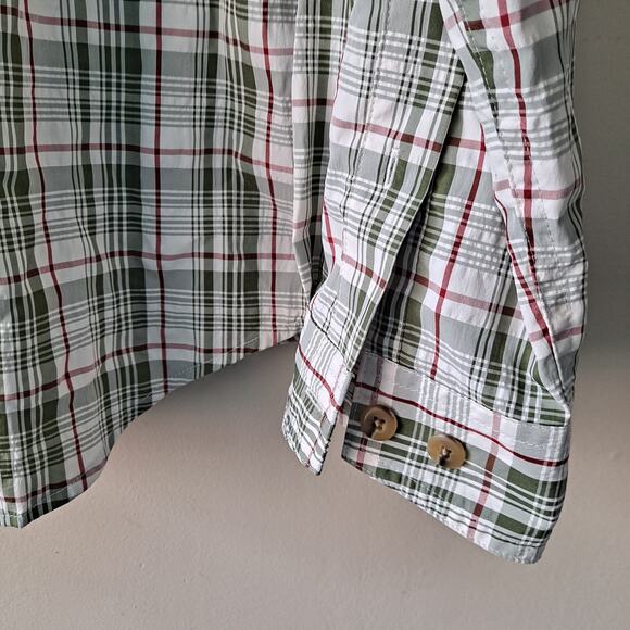L.L. Bean PFG Multicolored Plaid Shirt w/ Roll Tab Sleeves - Men Size M - Picture 10 of 14